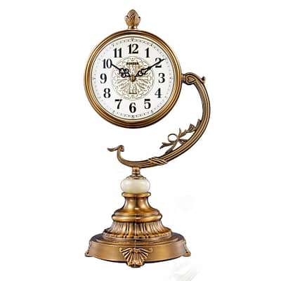 European Style Living Room Desk Clock Copper-Plated Large Clock Ornaments Desk Desk Desktop Sitting Clock