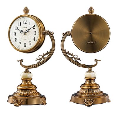 European Style Living Room Desk Clock Copper-Plated Large Clock Ornaments Desk Desk Desktop Sitting Clock